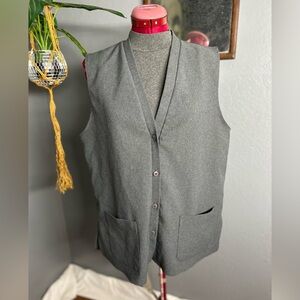 Vtg 70s Levis Unisex 38 Blank Knit Full Button Cardigan style Vest Gray USA